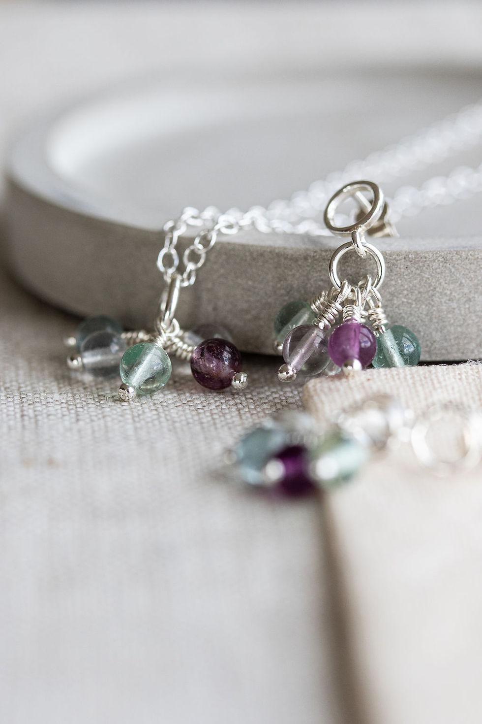 Thumbnail: Rainbow fluorite cluster earrings