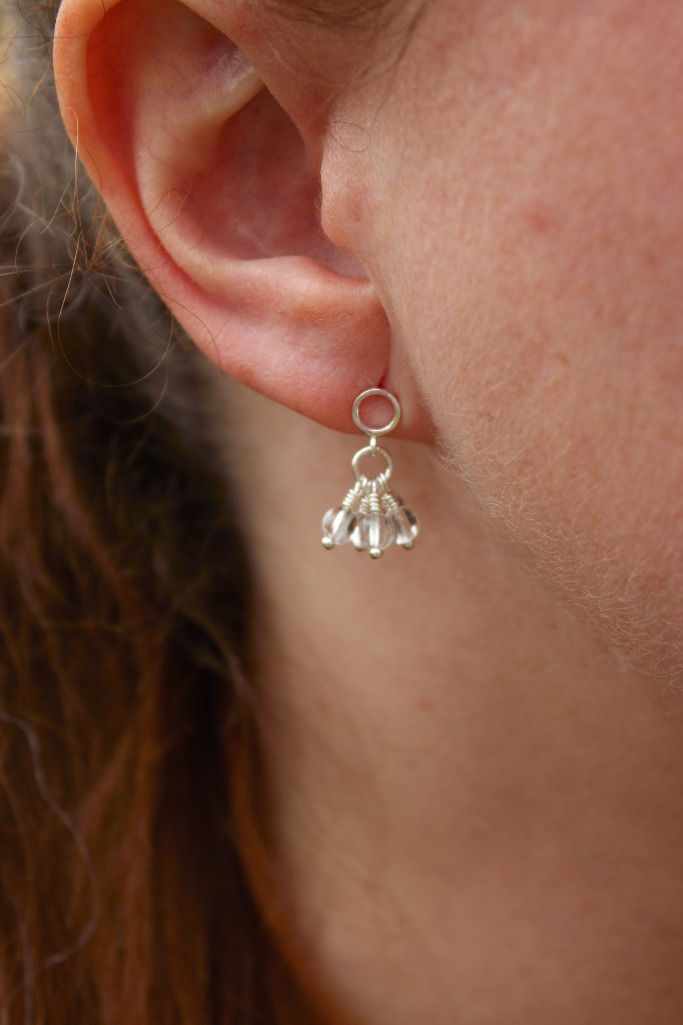 Crystal quartz cluster earrings