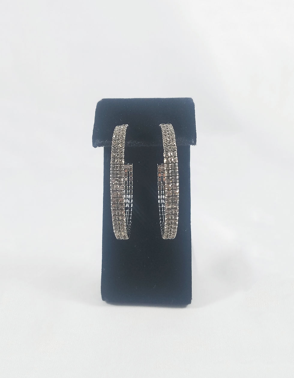Thumbnail: Large 2 Line Hoop Earrings Black
