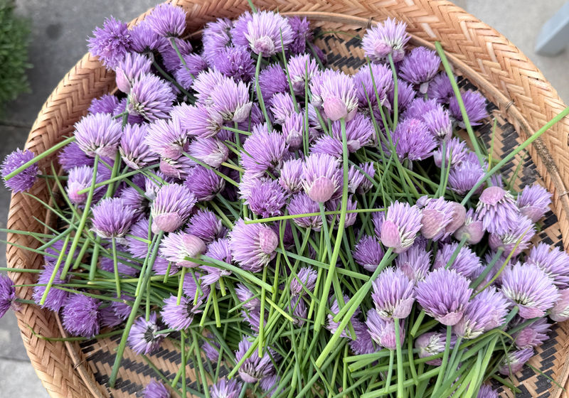 Fresh herbs and edible flowers