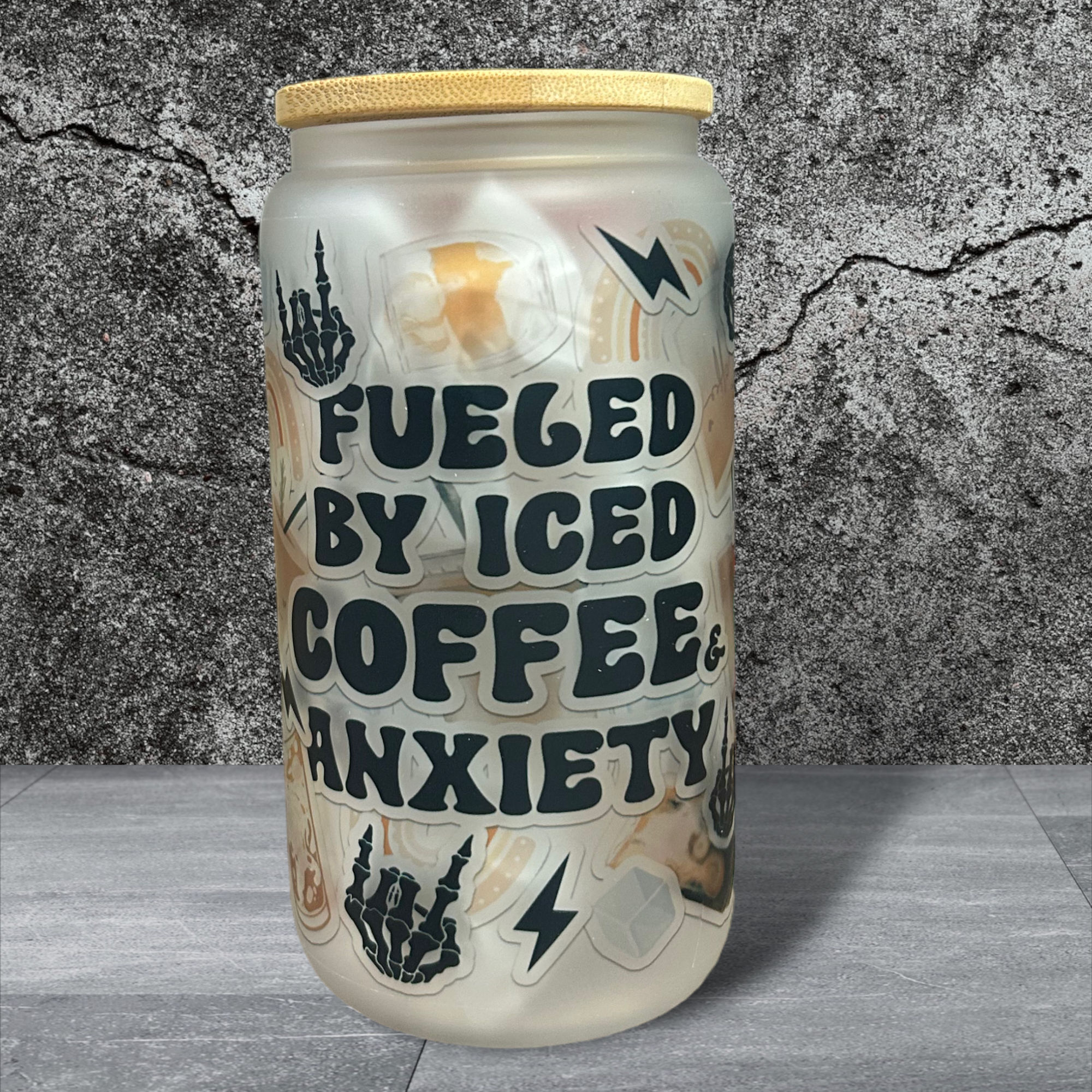 Fueled By Iced Coffee & Anxiety Glass Can