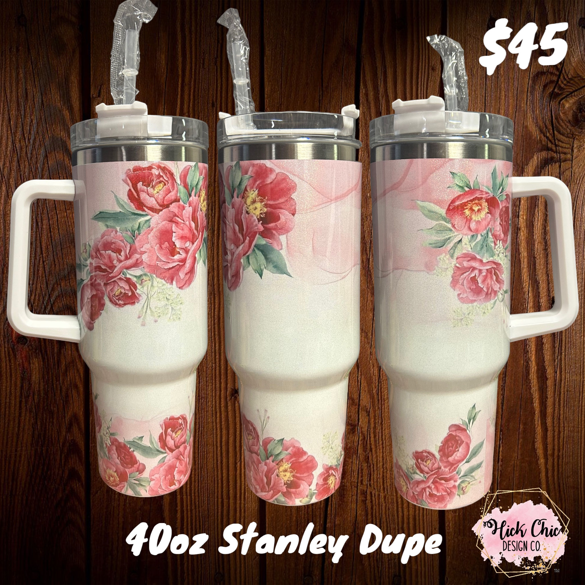 Pink Floral White Shimmer