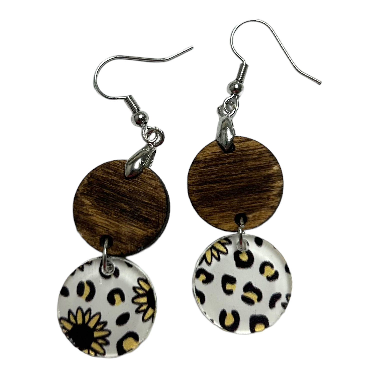 Leopard Sunflower Dangle Earrings