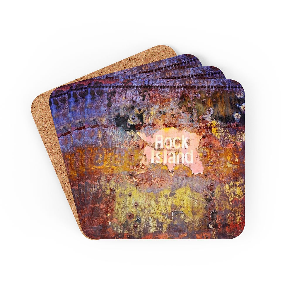 Thumbnail: Rock Island Train Car Patina Corkwood Coaster Set (4)