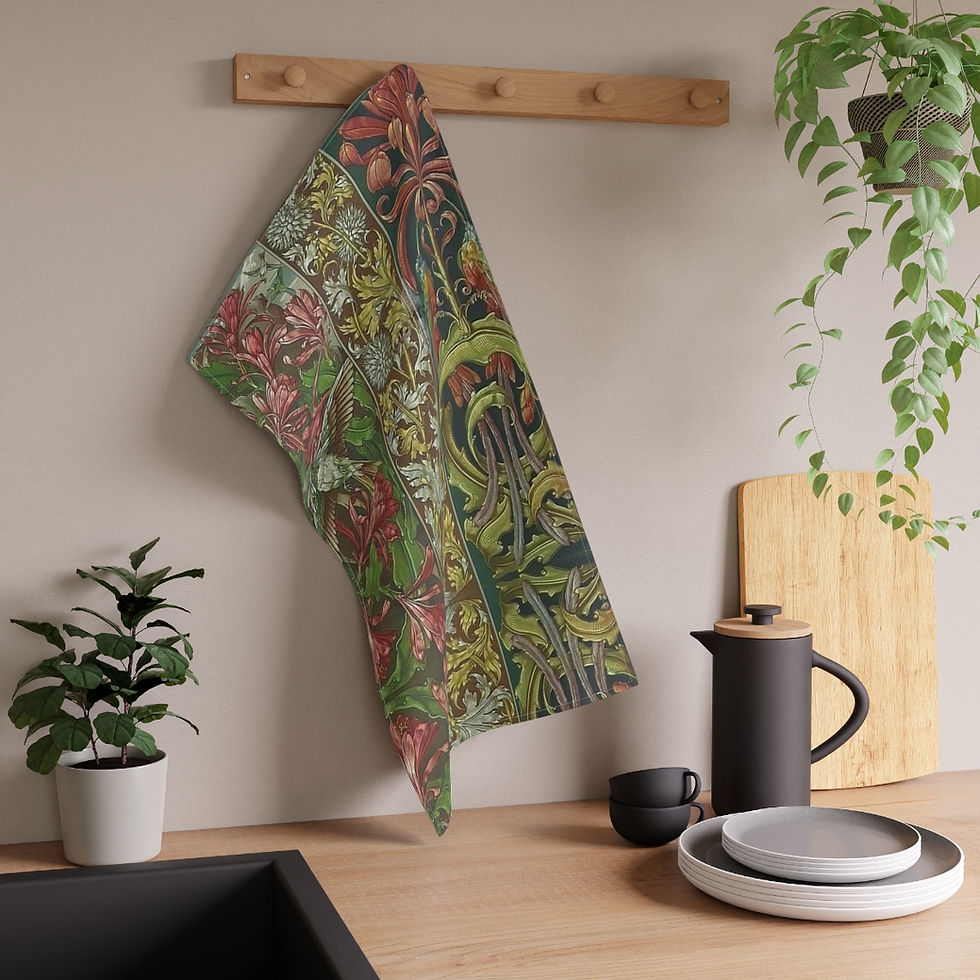 Thumbnail: Floral Stripes Kitchen Towel: Cotton Twill