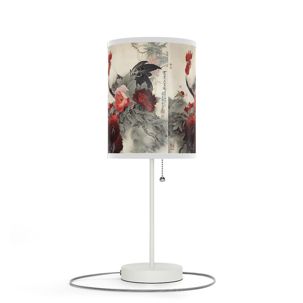 Thumbnail: Rooster and Roses Antique Japanese Art Lamp on a Stand, US|CA plug