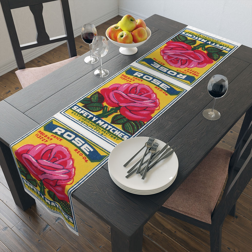 Thumbnail: Rose Safety Matches Table Runner (Cotton or Poly, Your Choice) 2 variants