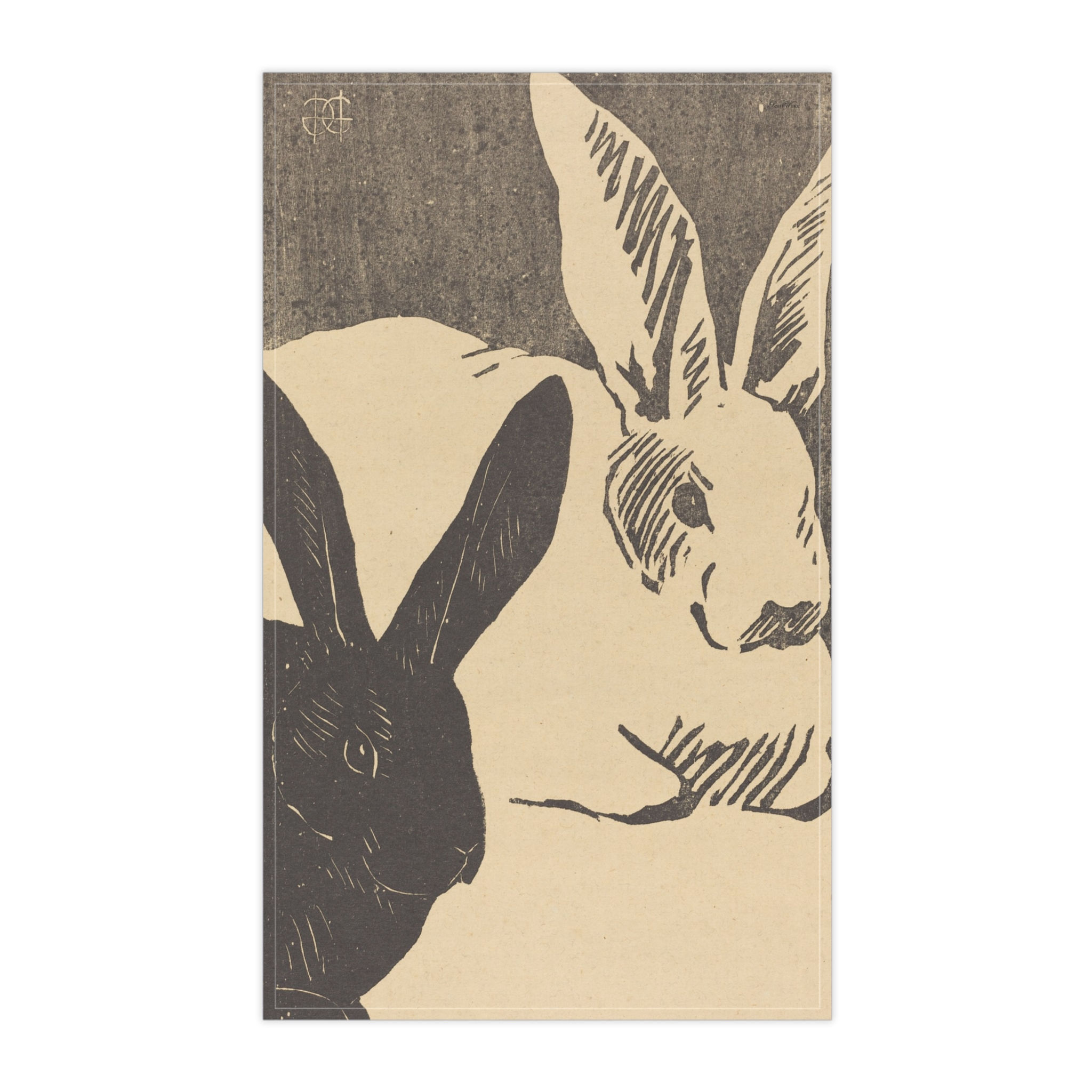 Charming Bunnies Tea Towel - Vintage-Style Cotton Kitchen Decor