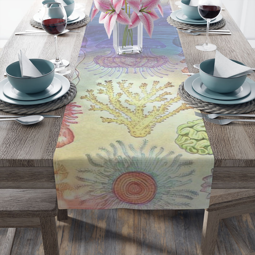 Thumbnail: Pastel Sea Creatures Table Runner (Cotton or Poly - Your Choice) 2 variants