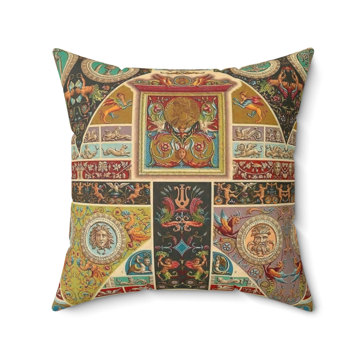 Renaissance Coin Faux Suede Square Pillow