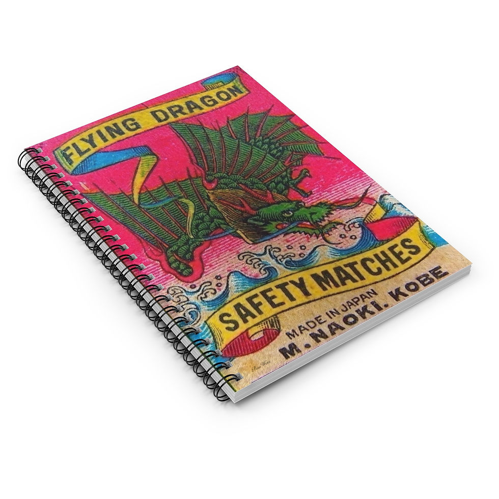 Thumbnail: Japanese Kobe Flying Dragon Vintage Match Book Spiral Notebook - Ruled Line