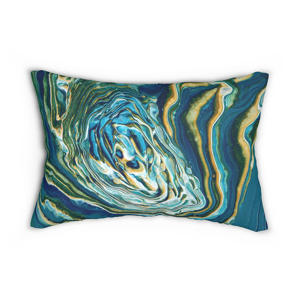 Thumbnail: Watery Blues Spun Polyester Lumbar Pillow (1 size)