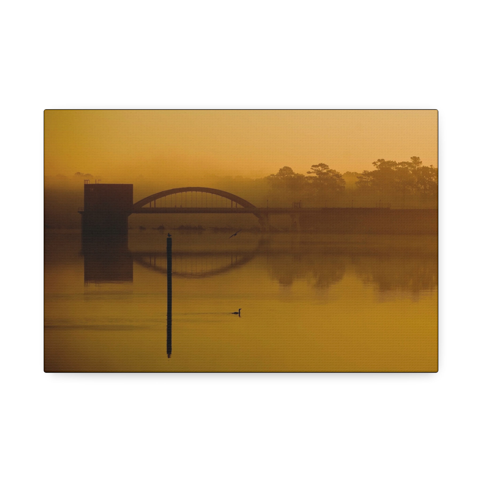 Golden Dawn At The Bridge Canvas Print — Stretched 1.5"