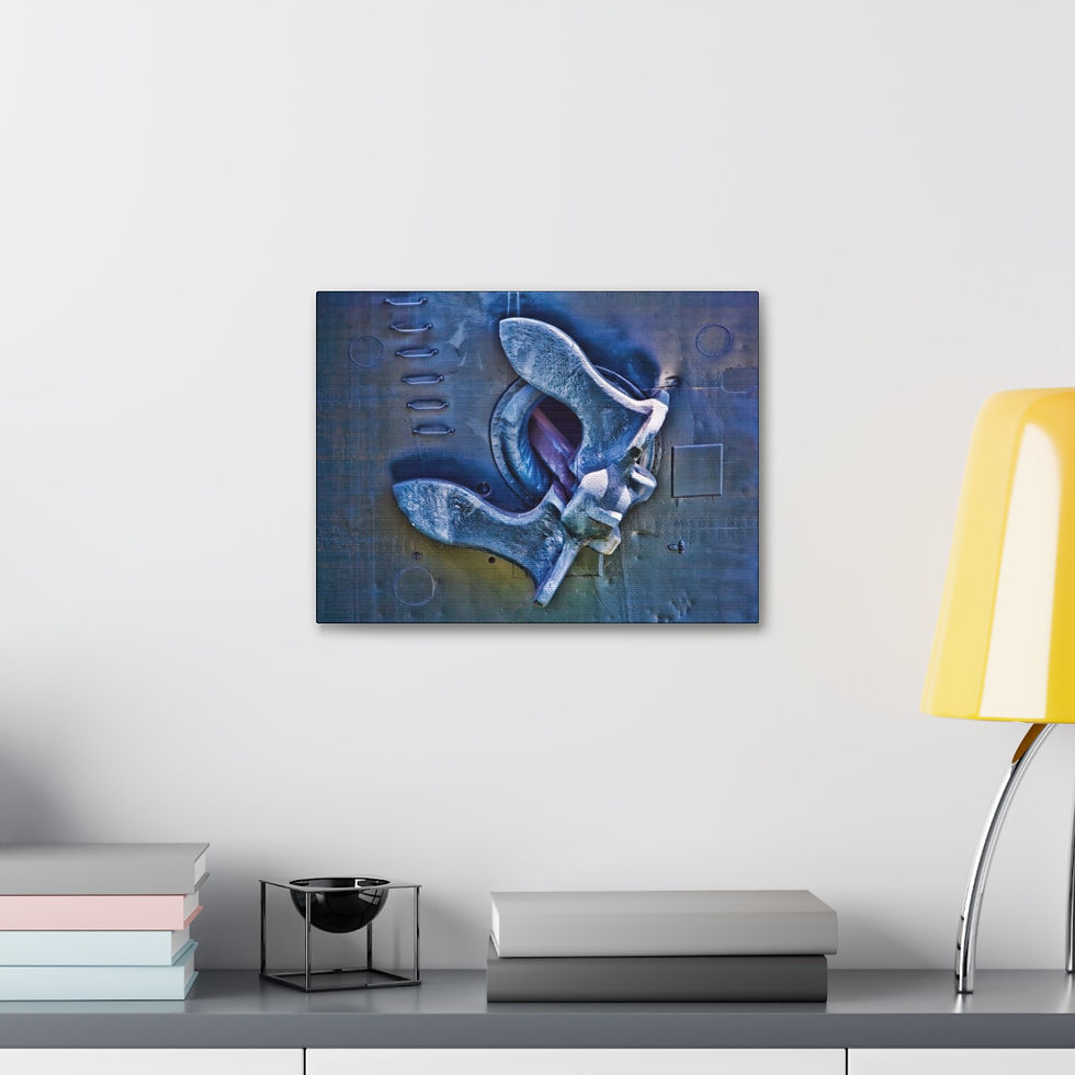 Thumbnail: Anchored - Canvas Framed Print — Blue Nautical Battleship Wall Art – Cleat Print