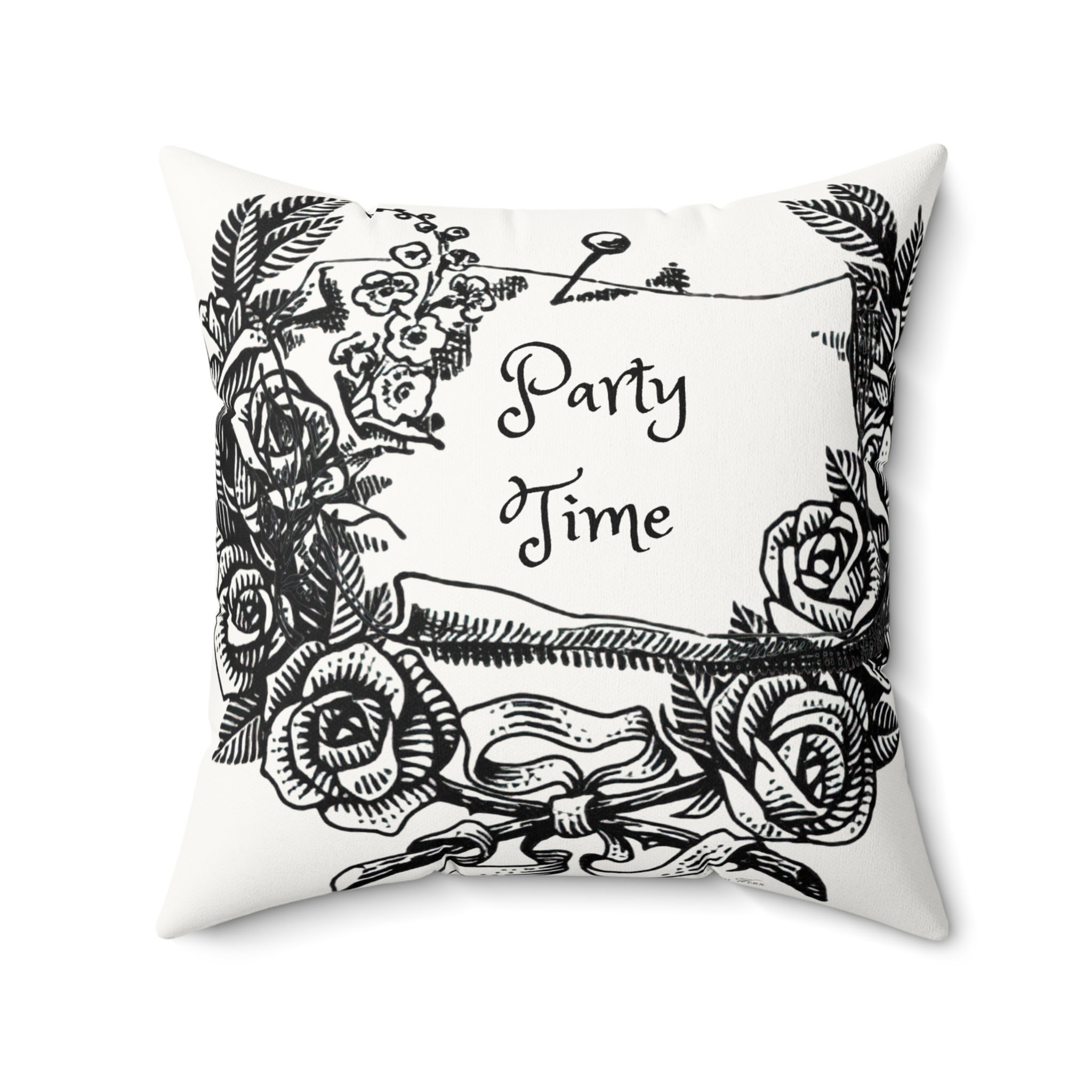 Party Time Faux Suede Throw Pillow, Decor, Gift for Hosts (4 sizes, 2 Designs)