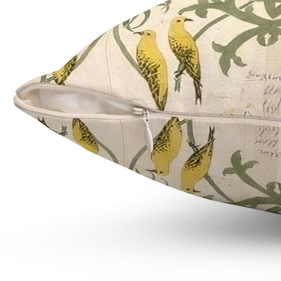 Thumbnail: Golden Flowers and Finches Spun Polyester Square Pillow (4 sizes)