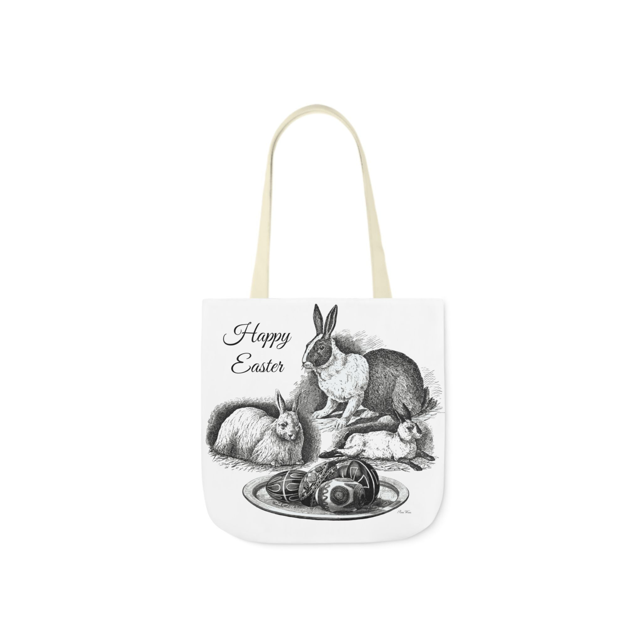 Vintage Easter Bunnies Canvas Tote 5-Color Straps (3 sizes)