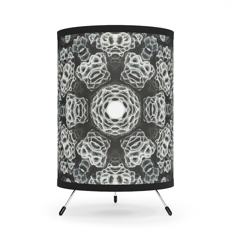 Black & White Coral Tripod Lamp Printed Shade, US\CA plug