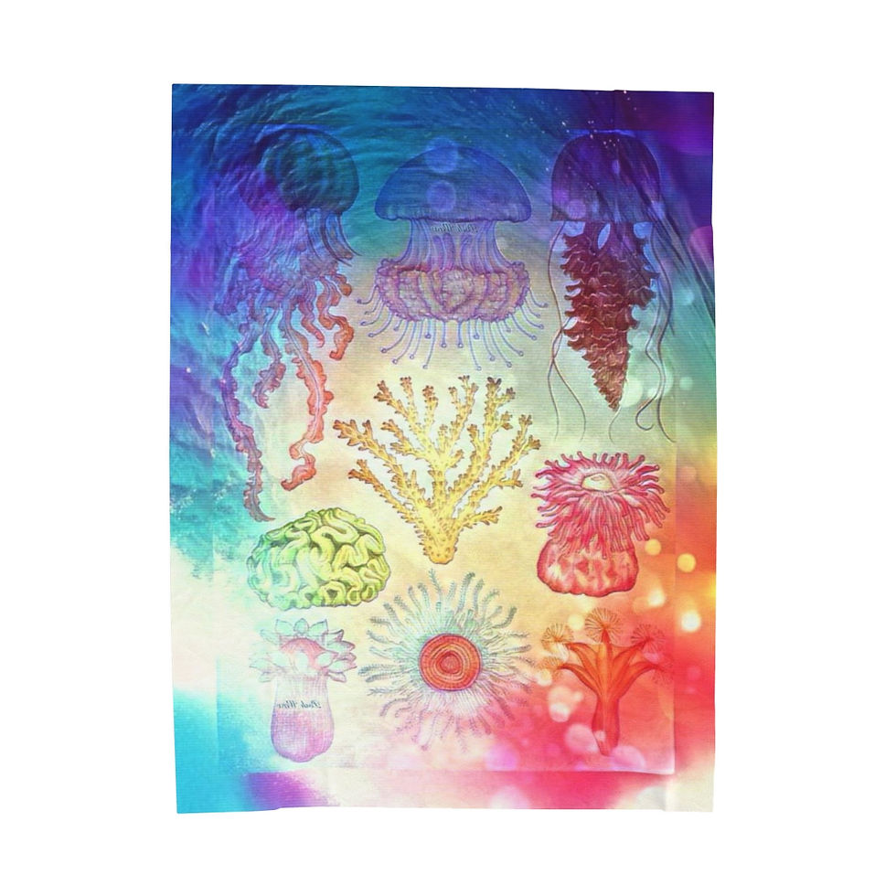 Thumbnail: Pastel Sea Creatures Velveteen Plush Blankets (3 variants)