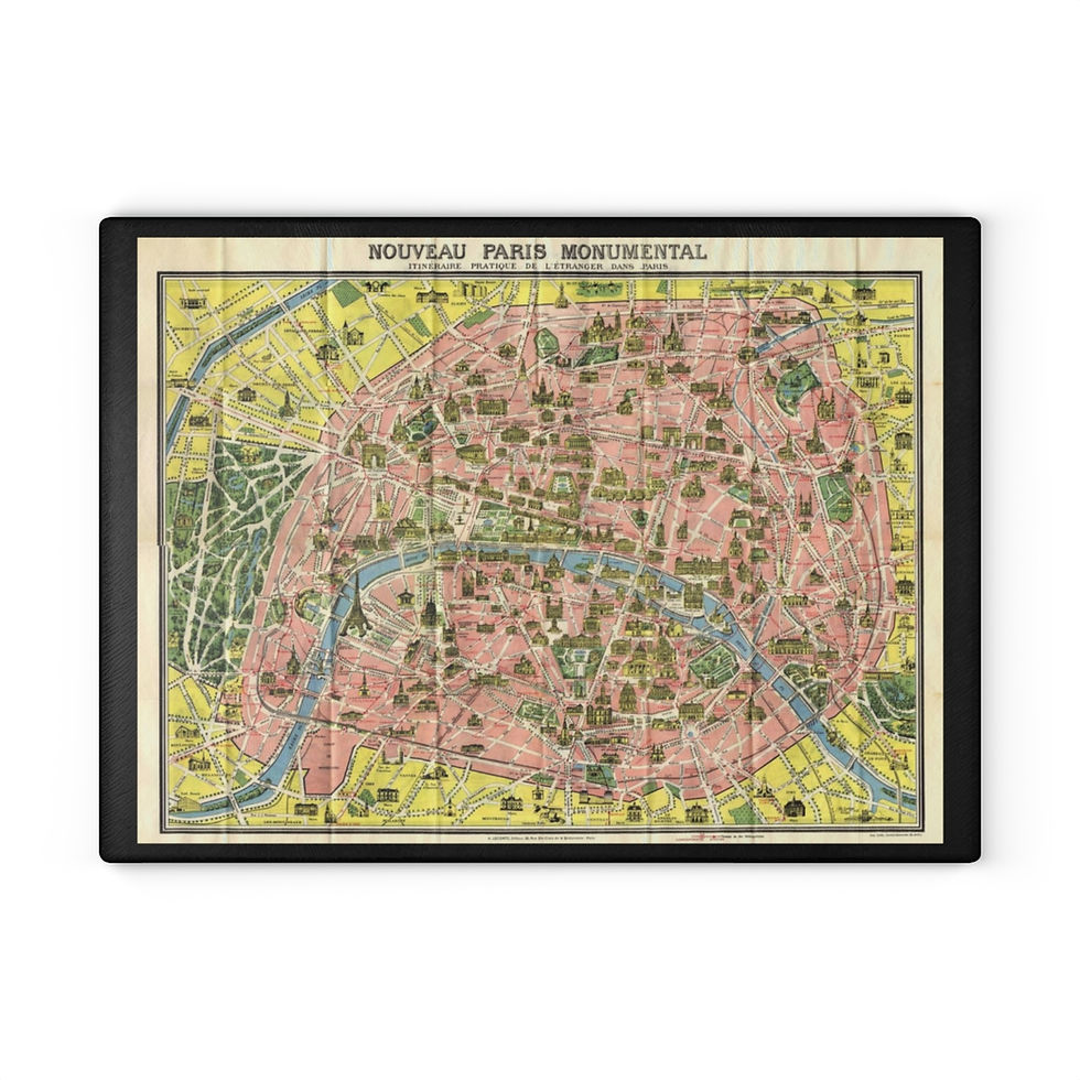 Thumbnail: Vintage Paris Map Unfolded - Glass Cutting Board ( 2 sizes )