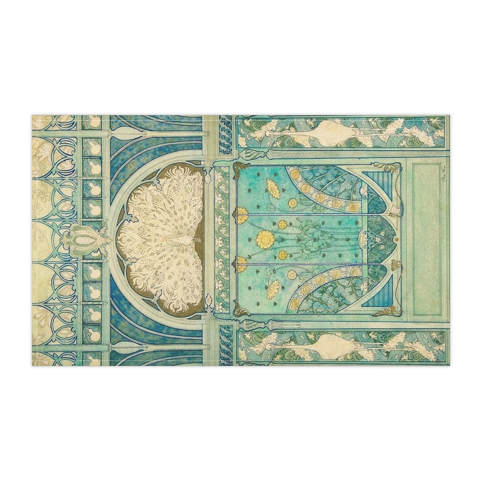 Thumbnail: Peacock and Herons Kitchen Towel: Cotton Twill or Poly