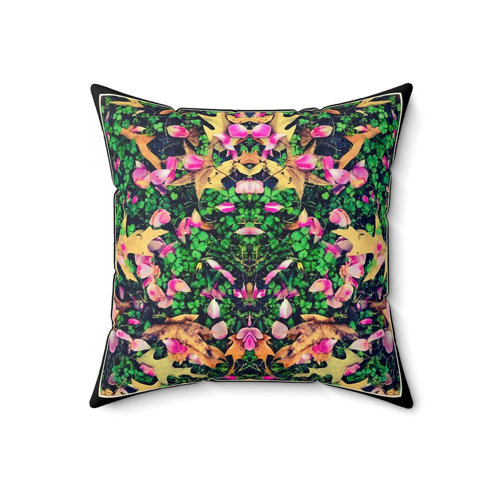 Thumbnail: Strawberry, Leaves & Rose Petals Spun Polyester Square Pillow (4 sizes)