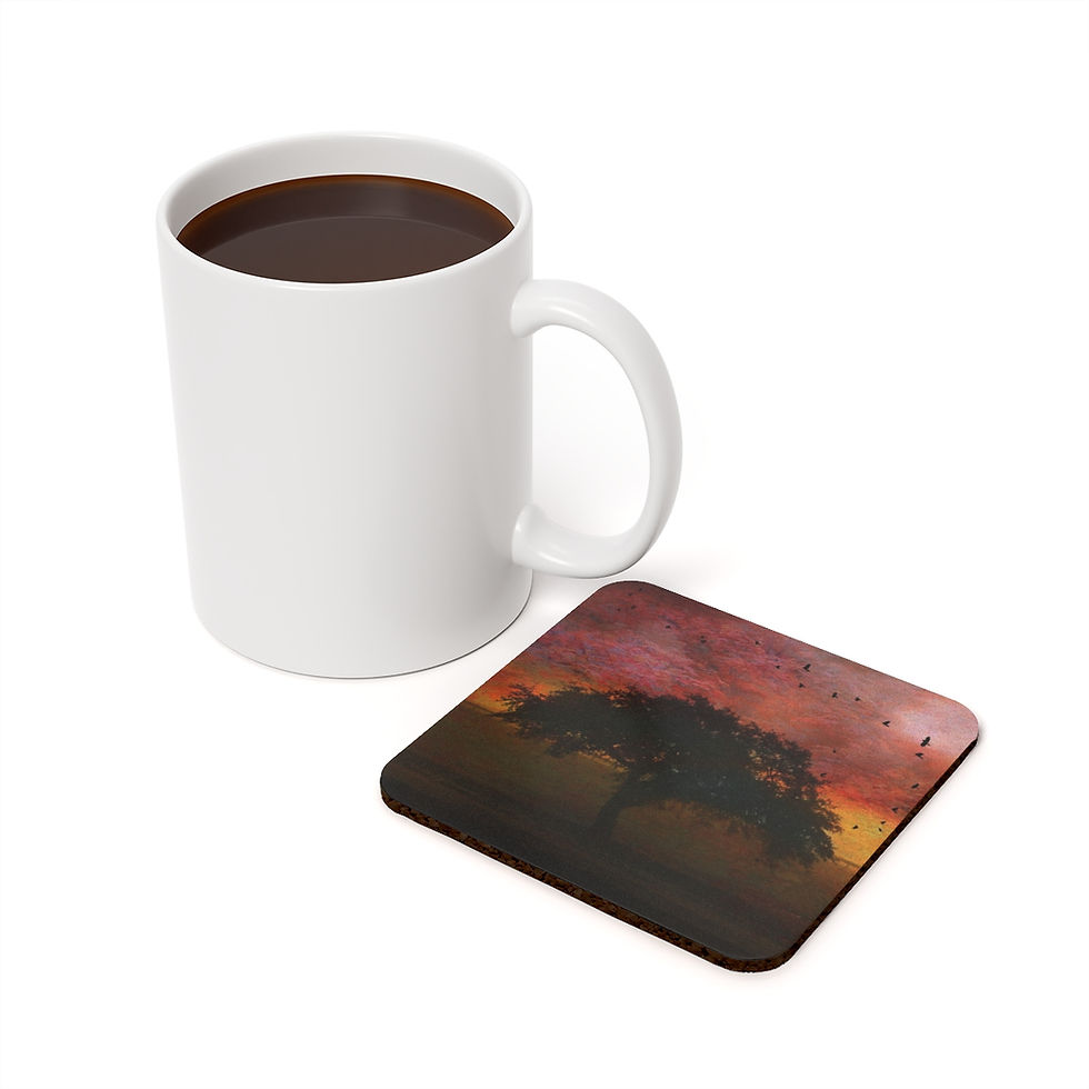 Thumbnail: Sunset Tree Photo Painting Cork Back Coaster (set of 4)