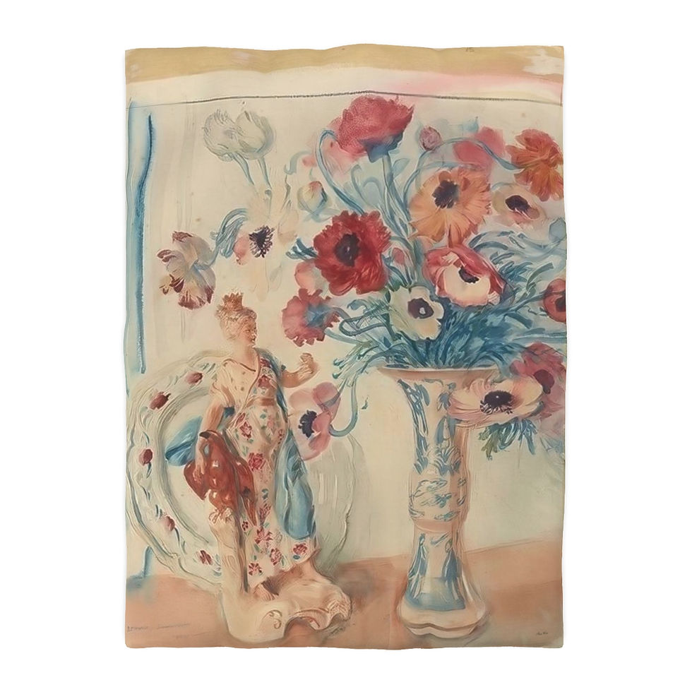 Thumbnail: Lady With Blue And White Vase Microfiber Duvet Cover (4 variants)