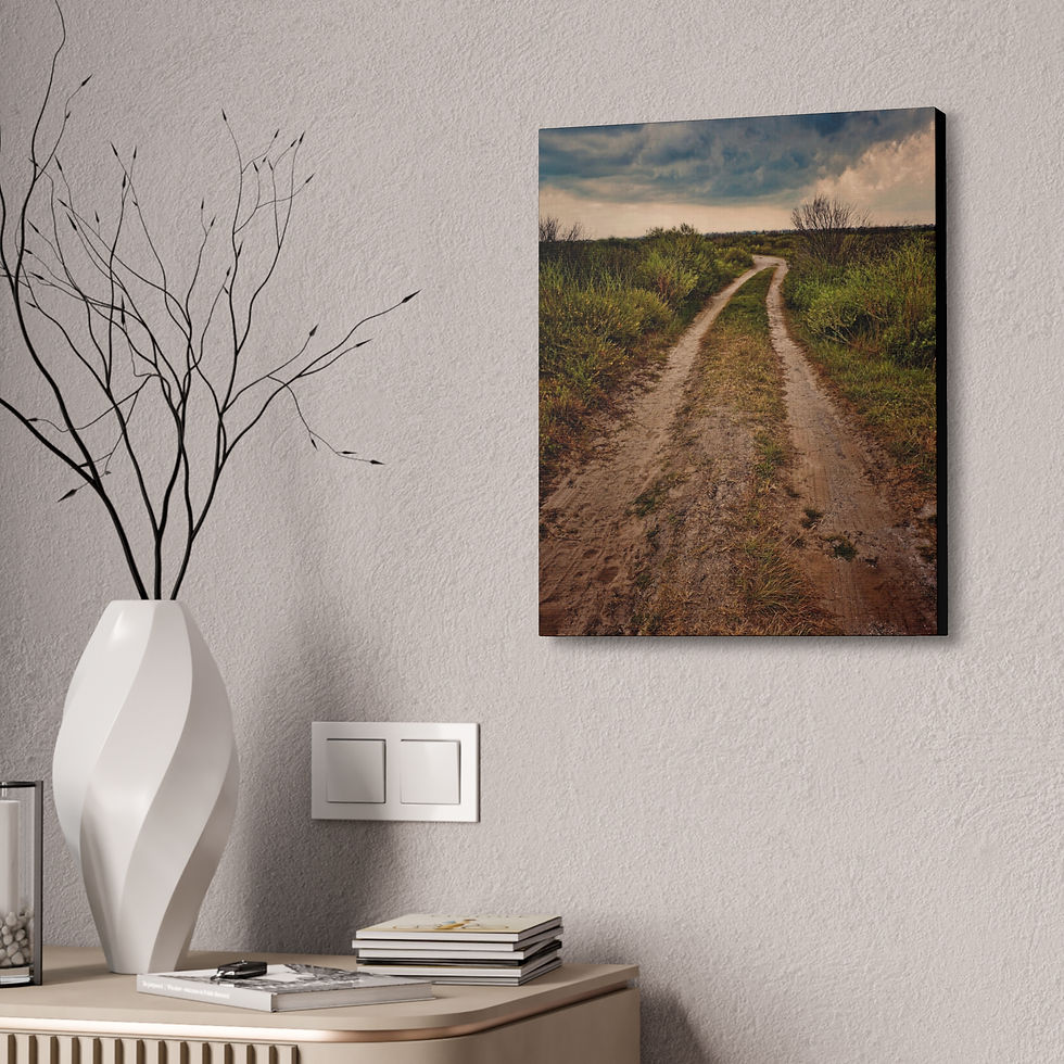 Thumbnail: Stormy Country Road Stretched 1.5" Canvas Print: Rustic Landscape, (7 sizes)