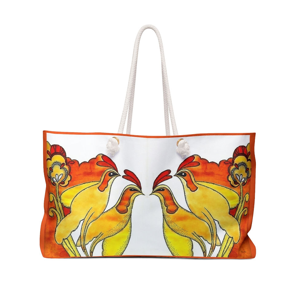 Coral Crested Yellow birds Weekender Bag Weekender Bag