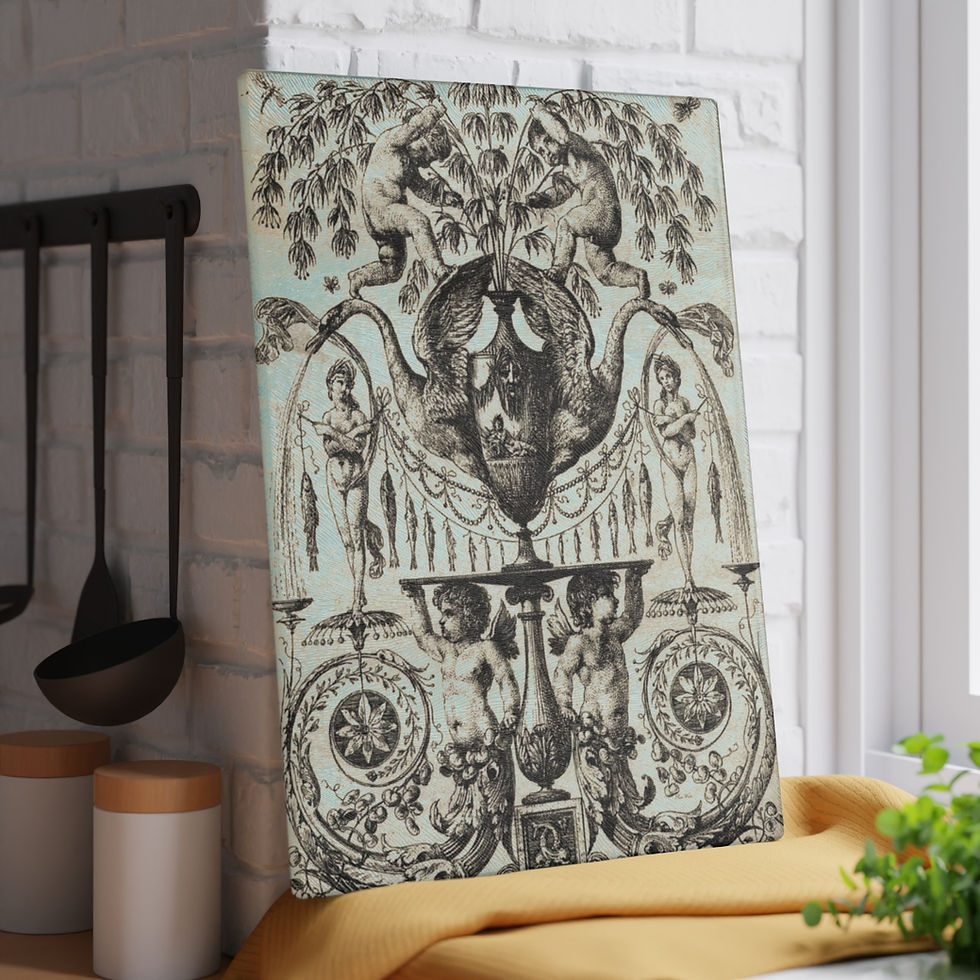 Thumbnail: Swans and Cupids Glass Cutting Board ( 2 sizes )