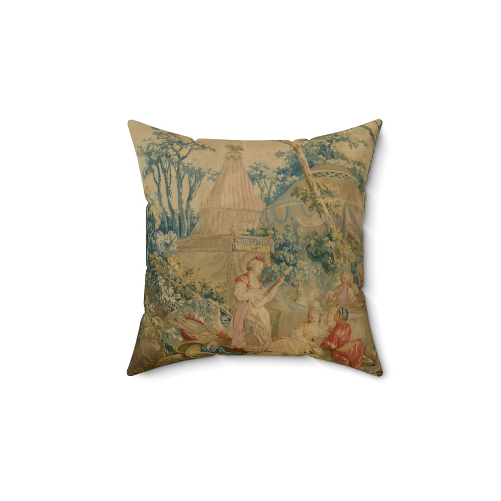 Thumbnail: Faded French Tapestry Faux Suede Square Pillow (4 sizes)