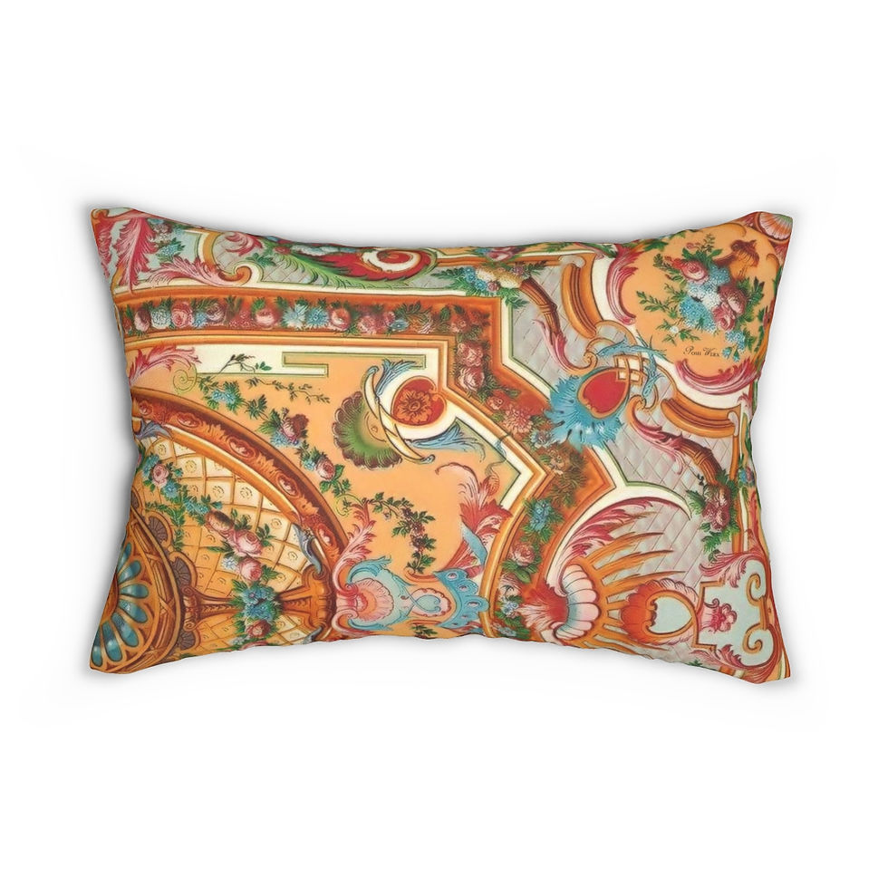 Thumbnail: Fancy Flourish Spun Polyester Lumbar Pillow
