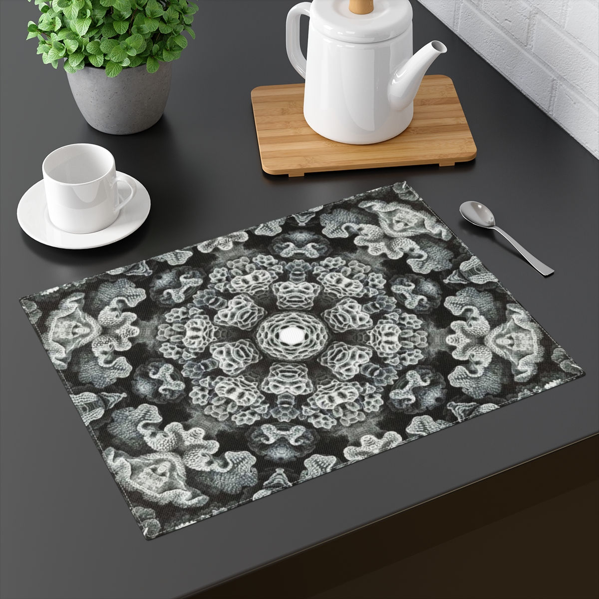 Black And White Coral Placemat