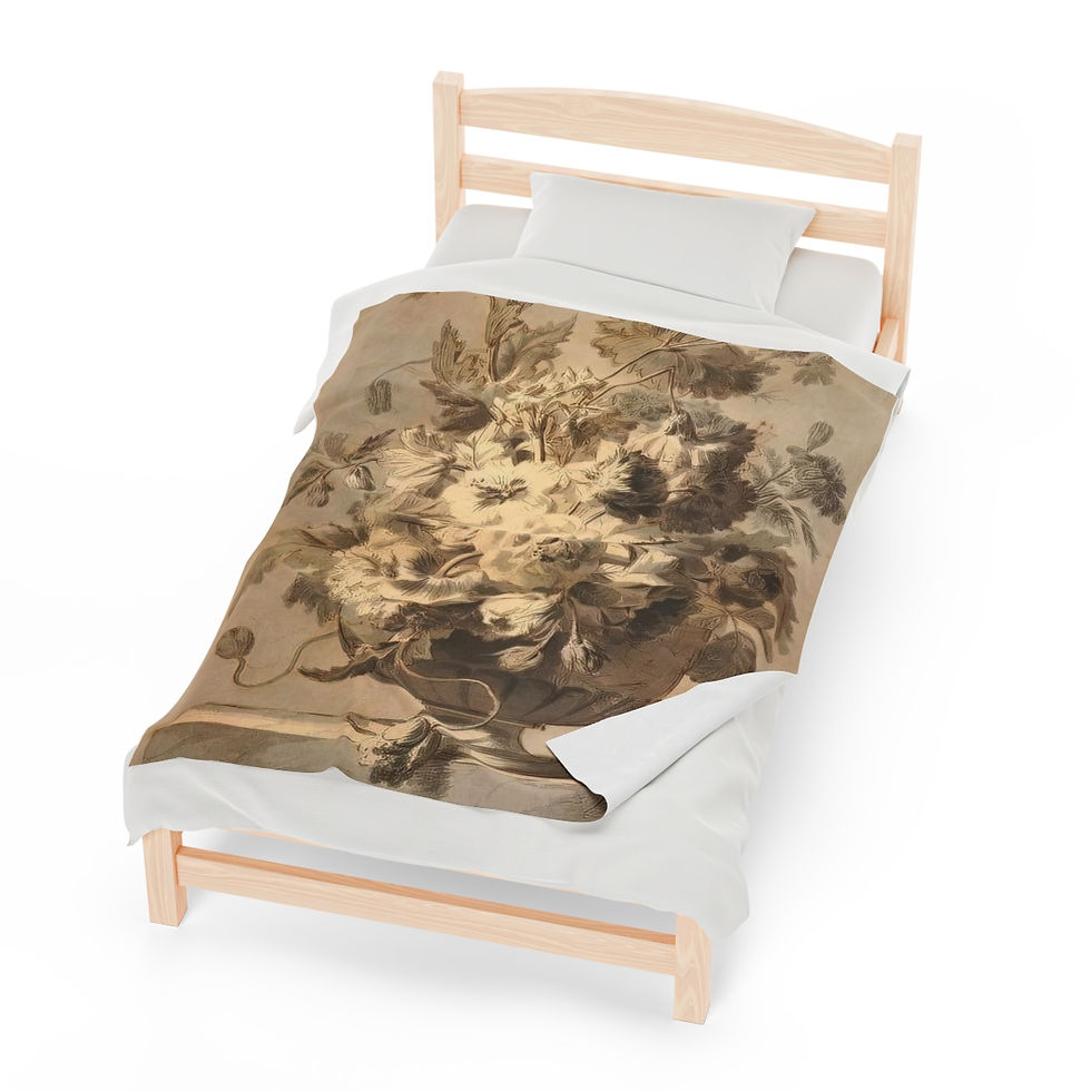 Thumbnail: Sepia Dutch Floral v.2 Velveteen Plush Blanket (2 sizes)