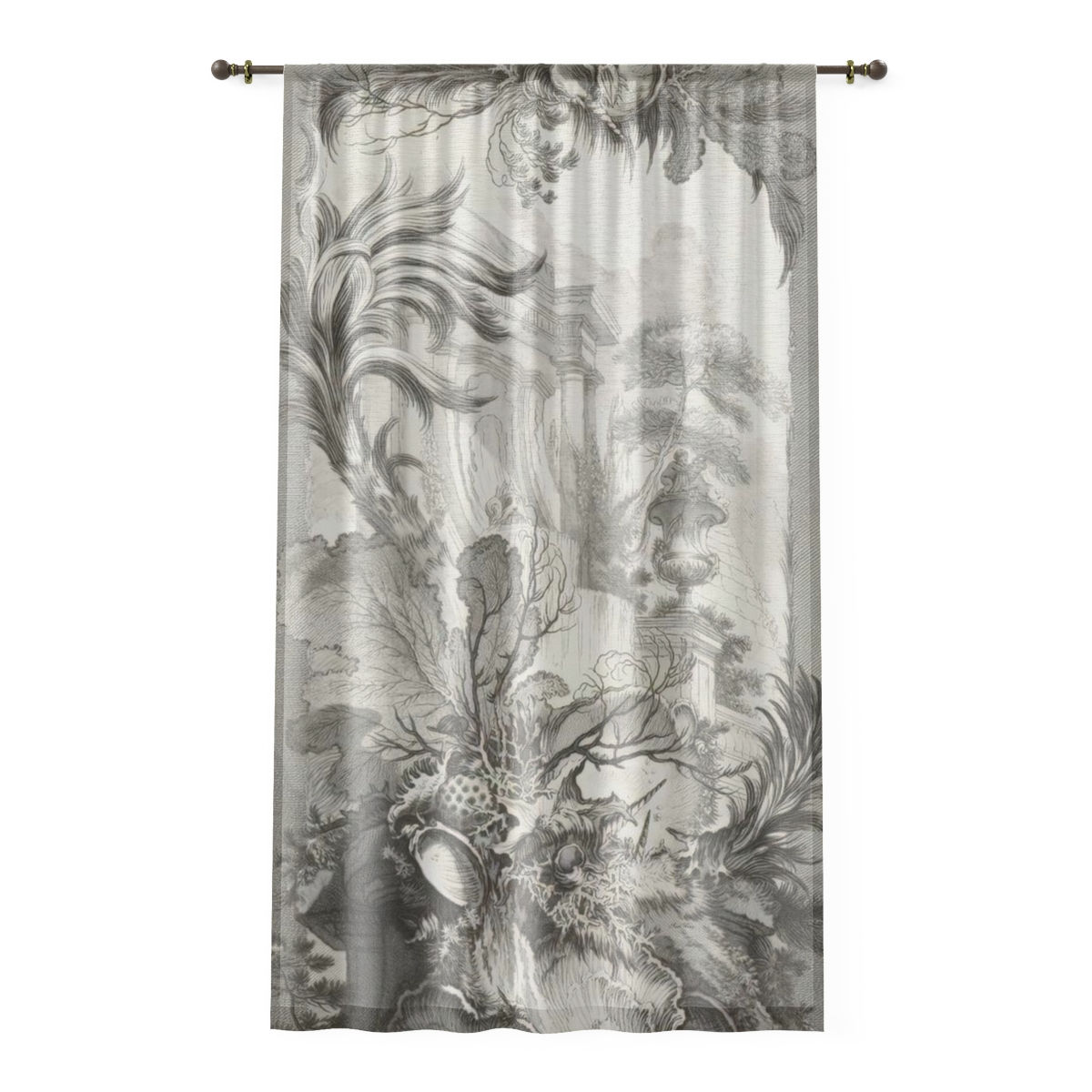 French Toile Sea - Window Curtain (Somewhat Transparent)