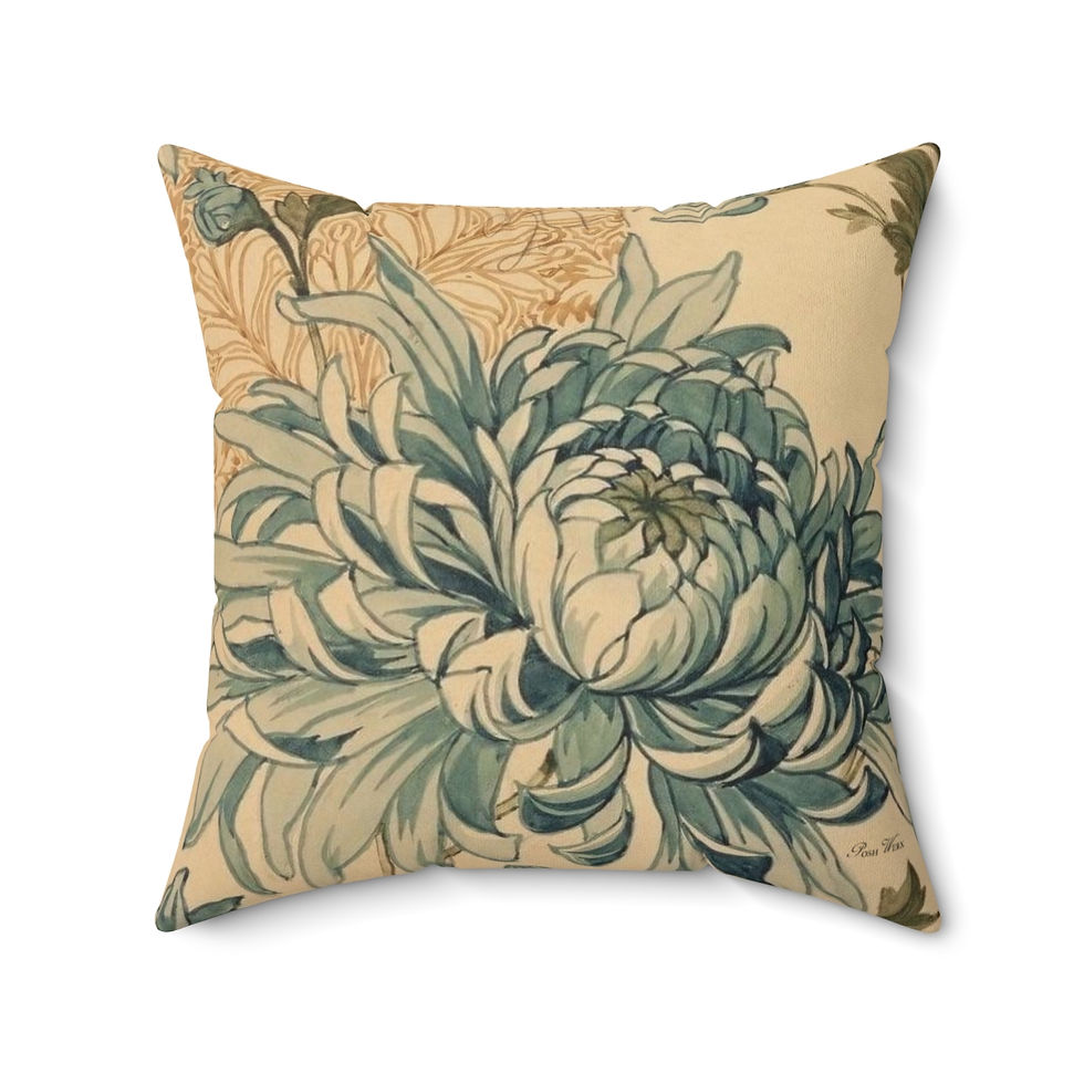 Thumbnail: Blue Dahlia Spun Polyester Square Pillow (4 sizes)