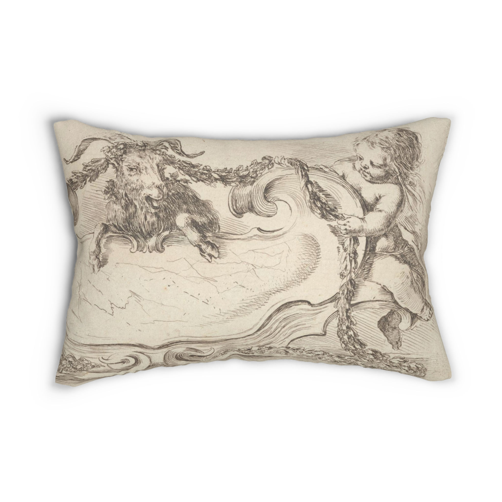 Cherub Spun Polyester Lumbar Pillow (Different Cherub on Each Side)