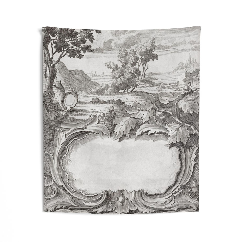 Thumbnail: French Toile w Blank Cartouche Indoor Wall Tapestries/Banners (3 variants) 