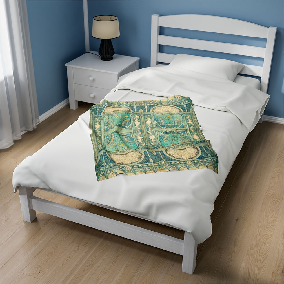 Thumbnail: Peacock and Herons Velveteen Plush Blanket (2 sizes)