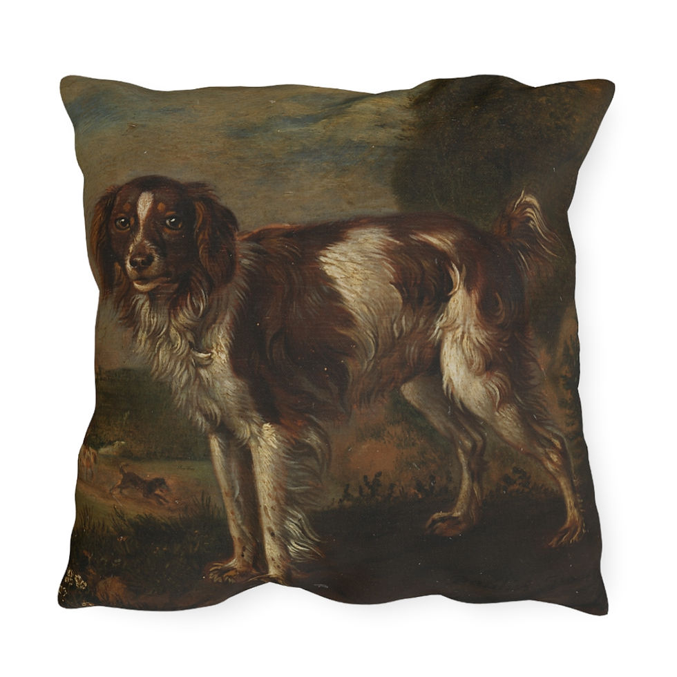 Thumbnail: Antique Dog Painting Outdoor Pillows (4 variants)