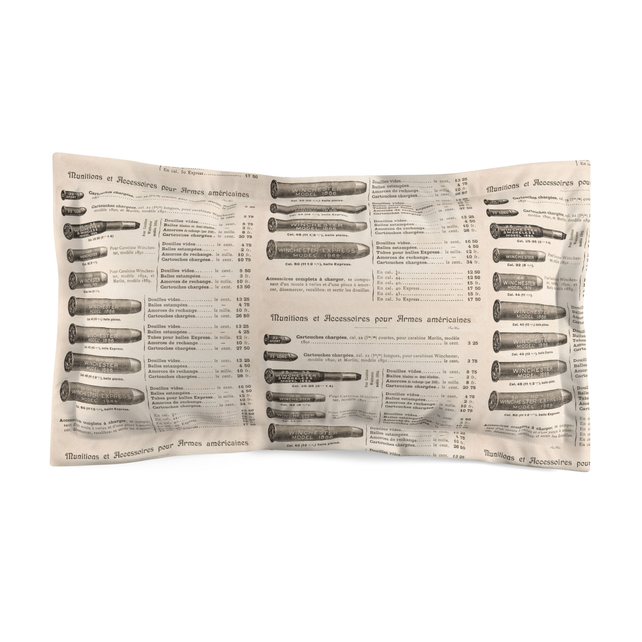 Vintage French Ad: American Winchester Munitions Microfiber Pillow Sham 2 sizes
