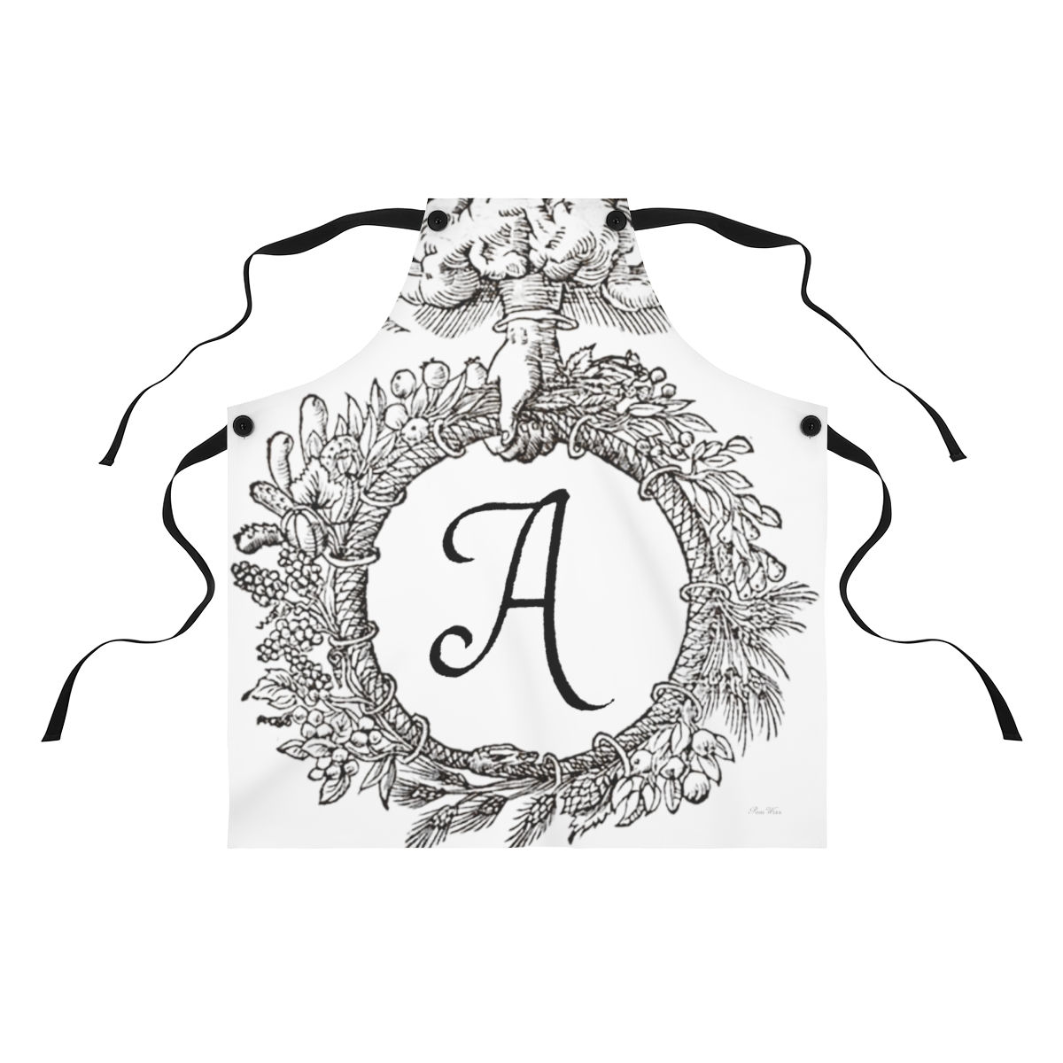 Cloud Hand Wreath Monogram A Apron