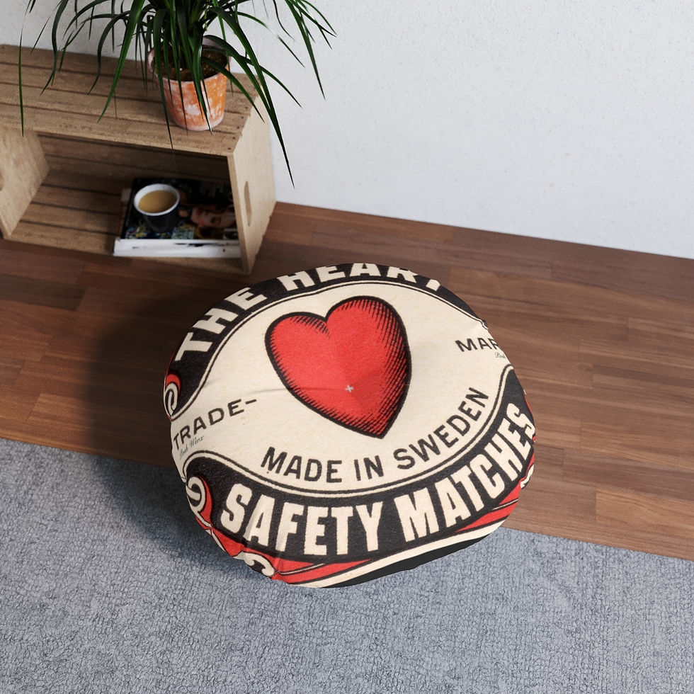 Thumbnail: The Heart Matcbox Vintage Design Tufted Floor Pillow, Round