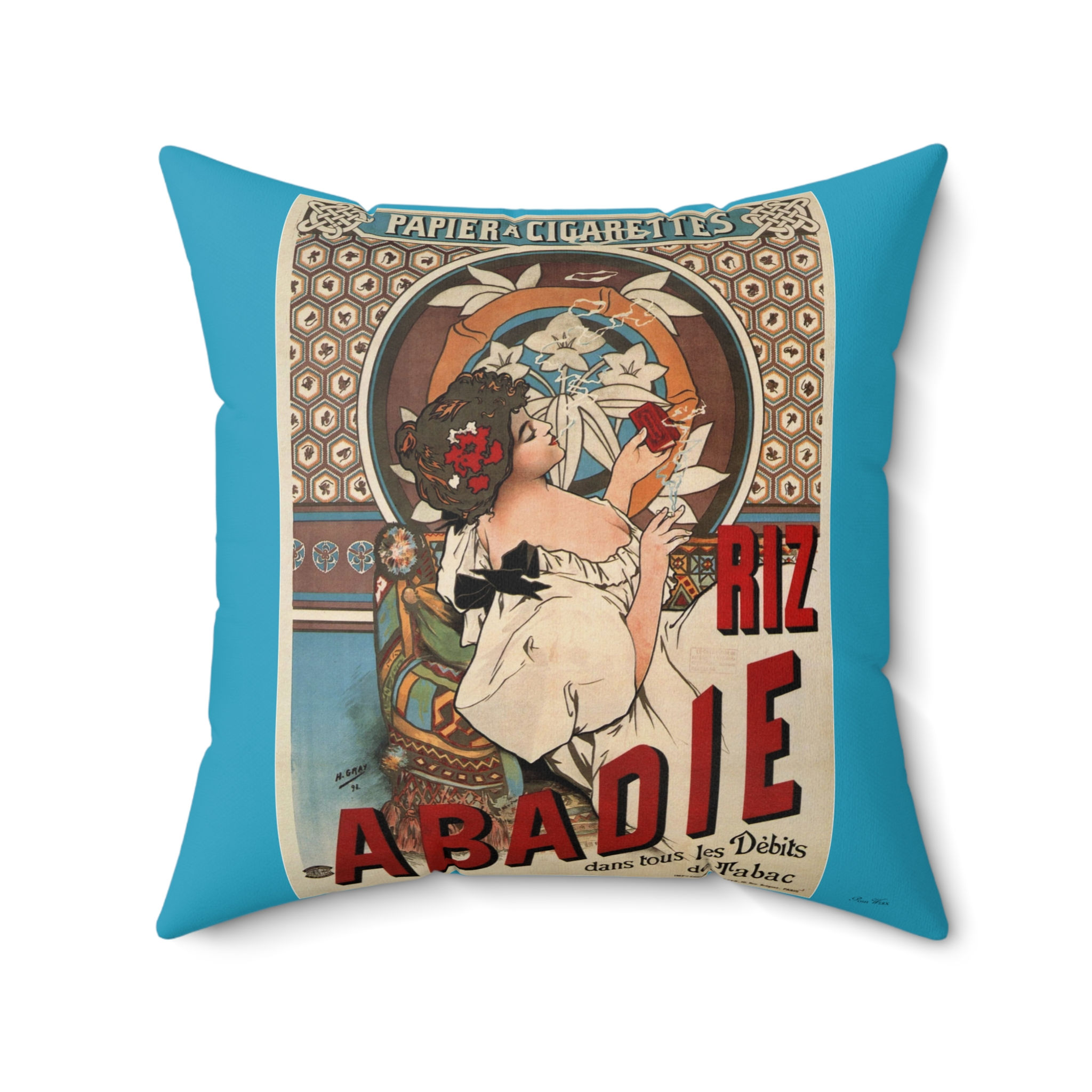 Vintage A Badie Smoking Woman - Faux Suede Square Pillow - (4 sizes)