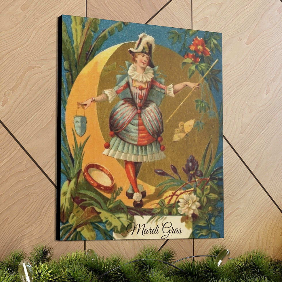 Thumbnail: Mardi Gras Masquerade Lady Antique Reproduction Canvas Gallery Wraps: 3 variants