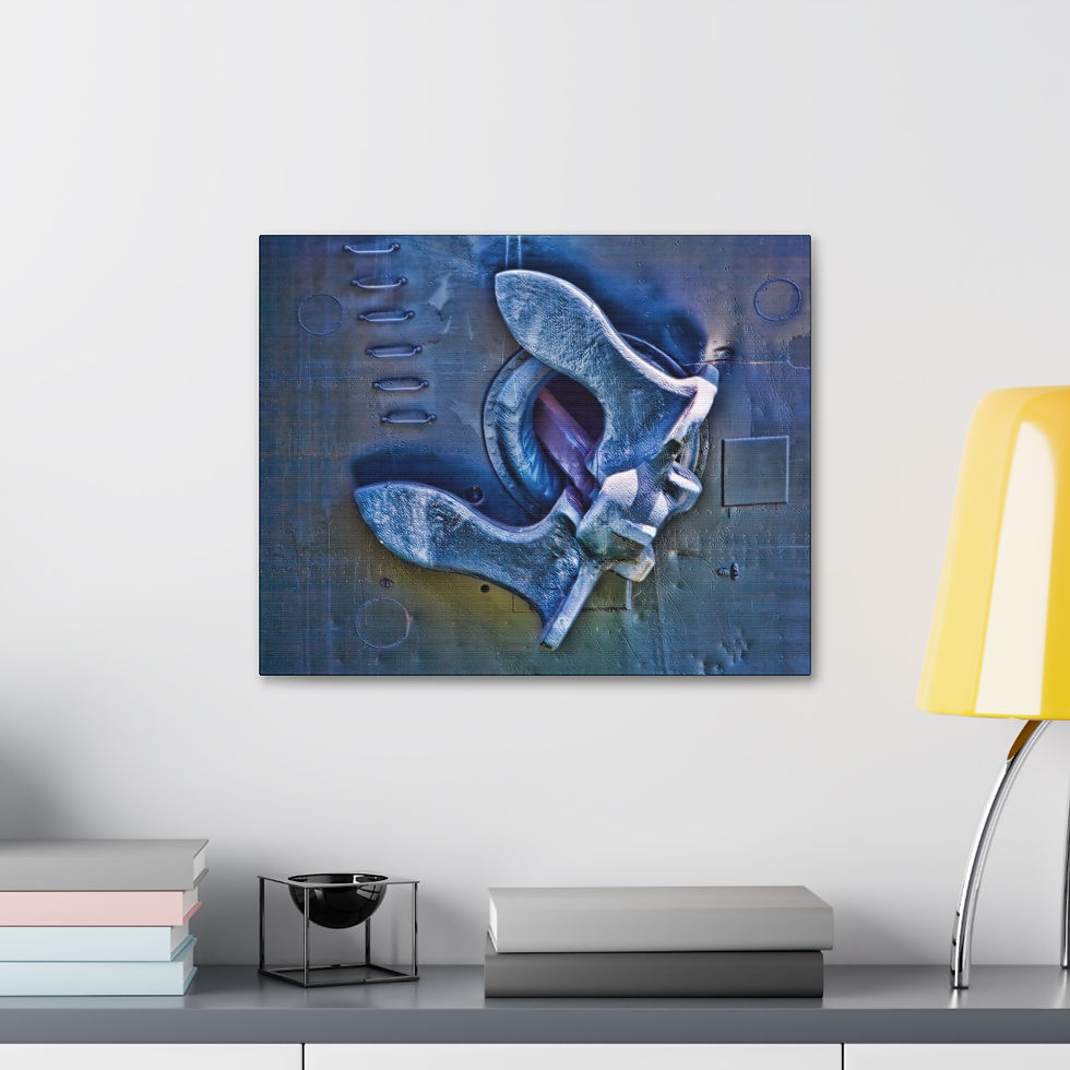 Thumbnail: Anchored - Canvas Framed Print — Blue Nautical Battleship Wall Art – Cleat Print