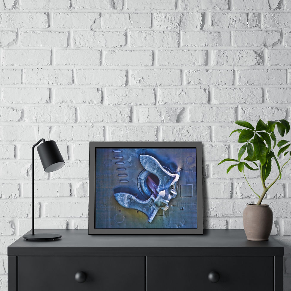 Thumbnail: Anchored - Matte Canvas Framed Print — Blue Nautical Battleship Wall Art
