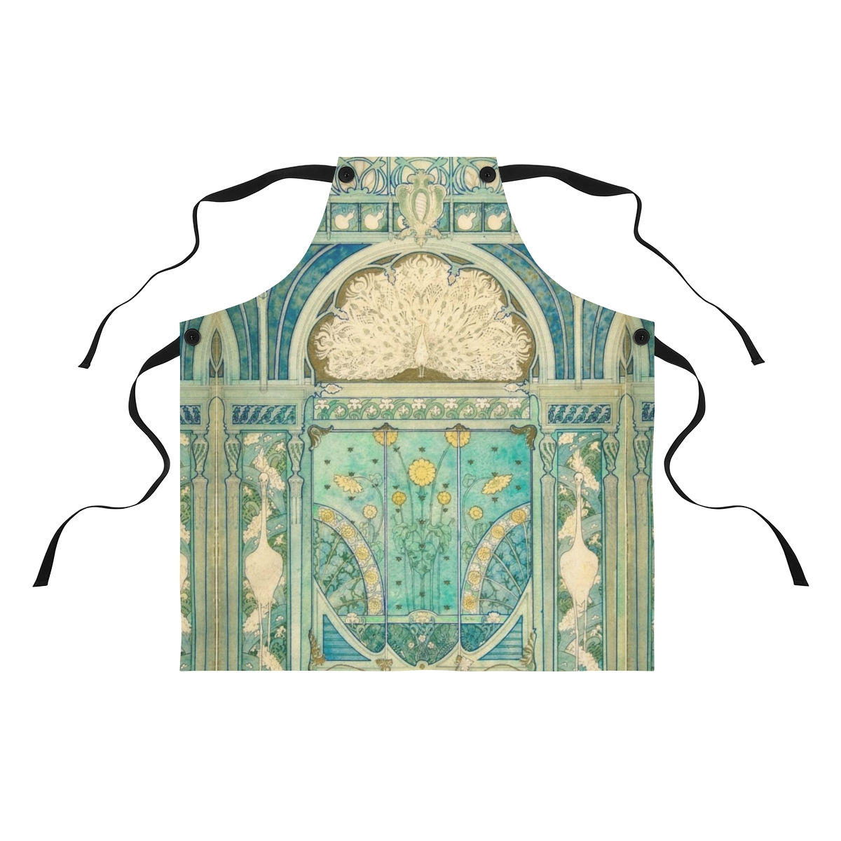 Peacock and Herons Deco Apron 