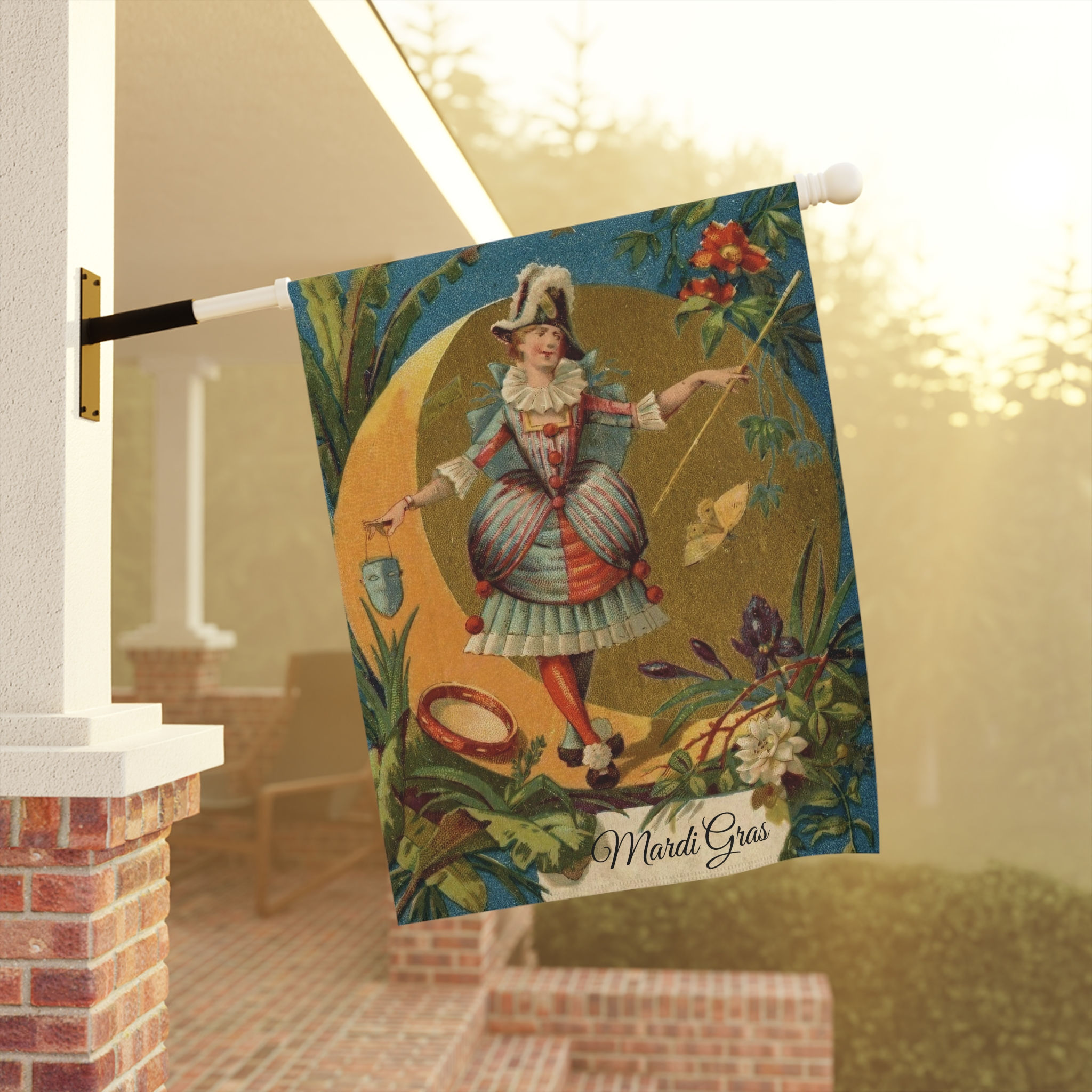 Vintage Mardi Gras Masquerade Lady Garden & House Banner / Flag ( 2 sizes )